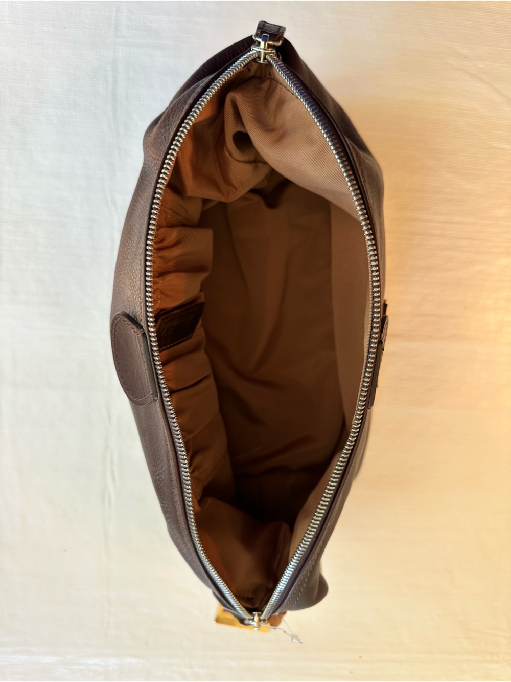 Terrida Genuine Calf Leather Toiletry Travel Bag Made in Italy Brown Zip Top NWT - Picture 6 of 14